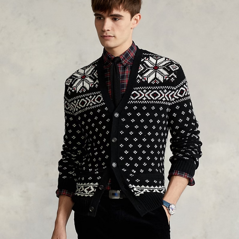 Polo by Ralph Lauren Black and White Fair Isle Cardigan
